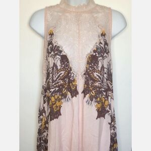 Free People Pink and Brown Lace Dress